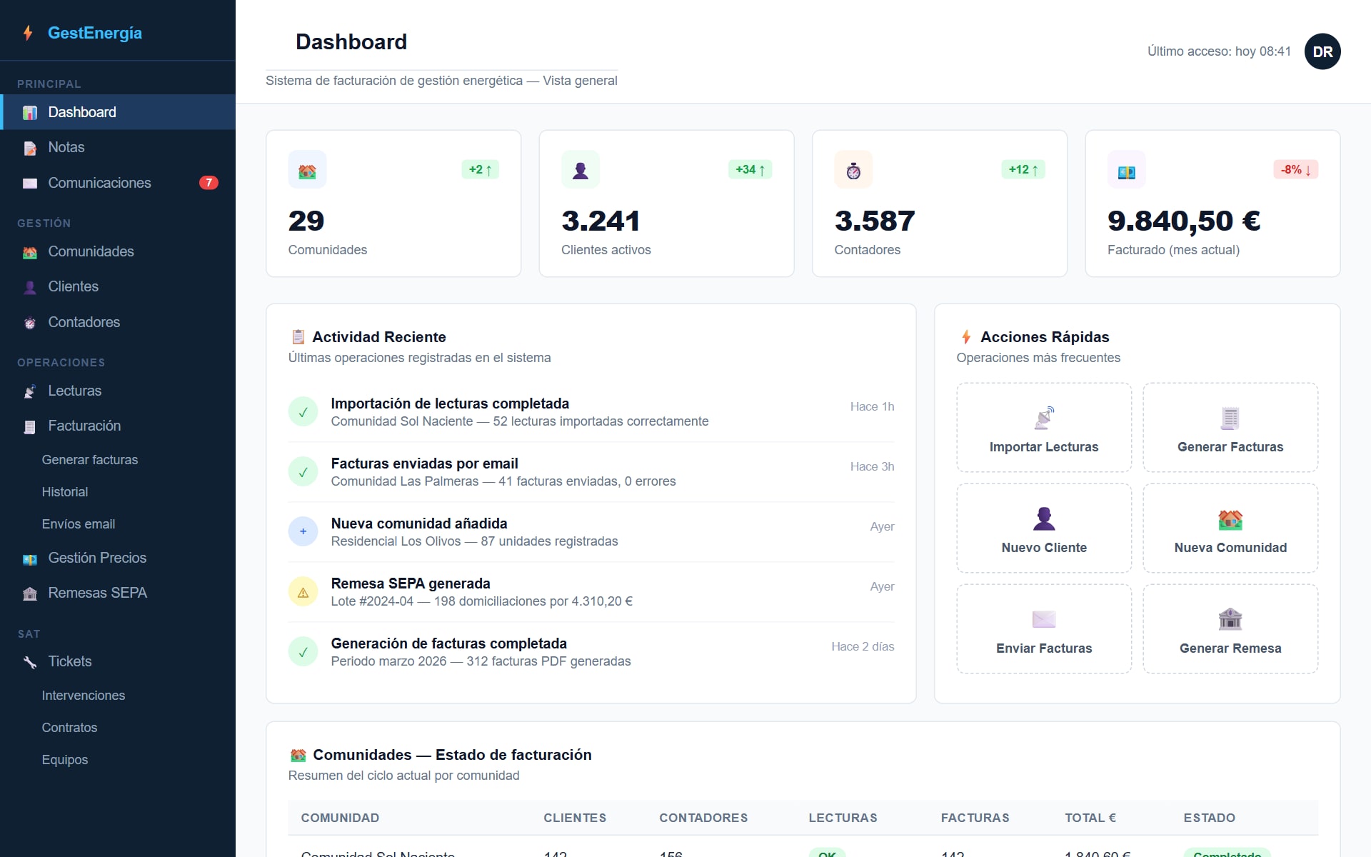 ERP de Facturación Energética