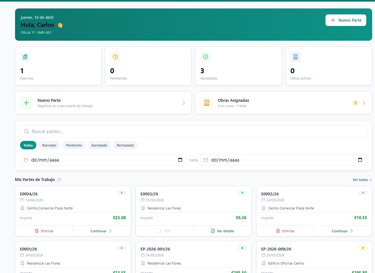 App de Gestión de Partes de Trabajo - captura 2