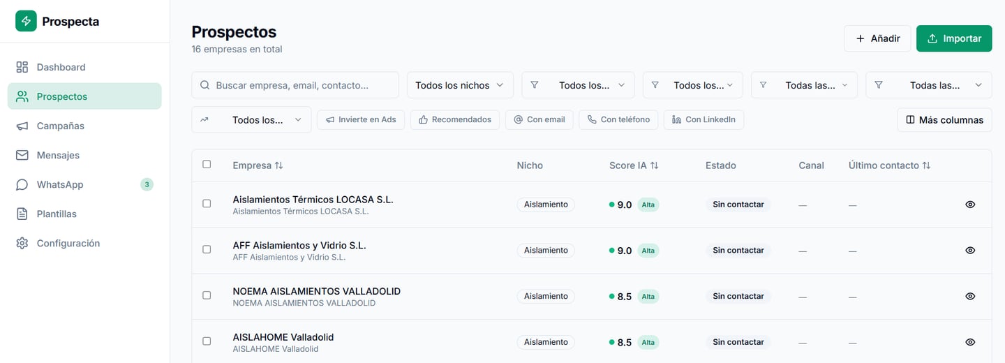 Prospecta – Prospección Comercial con IA - captura 2